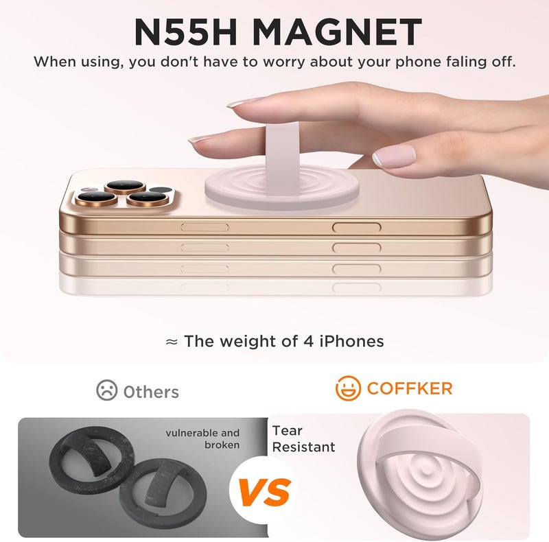 COFFKER Magnetic Phone Grip Ring Holder, Liquid Silicone Magnet Cell Phone Grip Finger Loop, Compatible with Magsafe, Back of Phone for iPhone 17/16/15/14/13/12 Series, Lovely Pink - Image 5
